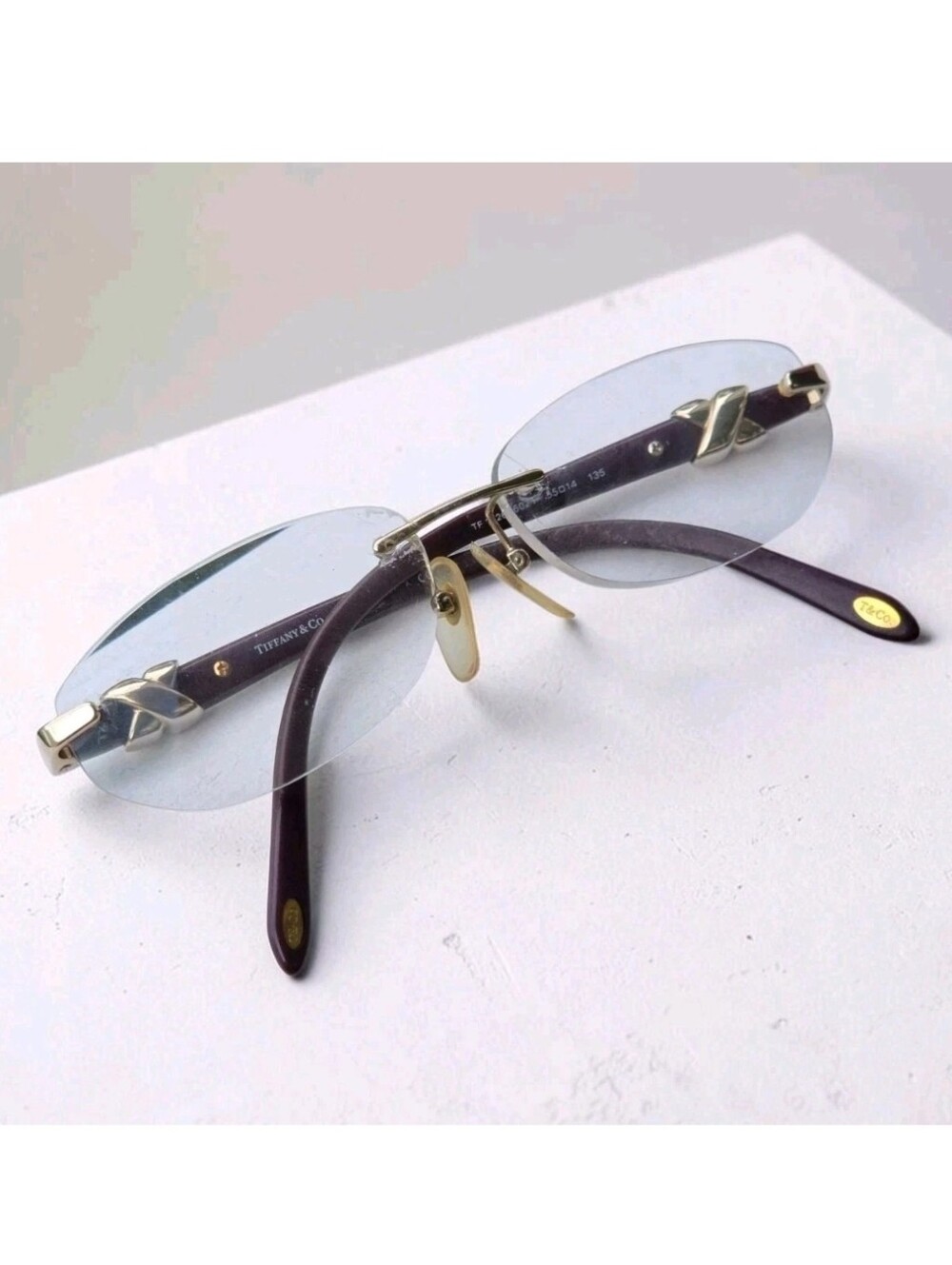 Tiffany & Co. TF 1026 6021 Rimless Eyeglass Frames 55-14-135 + Silhouette Case